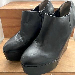 Tony Bianco Black leather Platform Wedge Heels